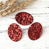 P584 - 10 pcs. Red Faux Leather Dangle Charms Pendants - Oval - 41mm (1.6") - Great for Light Earrings, Necklaces or Dangles! Double Sided
