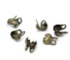 CR050 - 100 pcs. Antique Bronze Calotte Calotted Clamshell Crimp Side End Tips Caps with Loop - Fit 1.5mm Ball Chains - 4mm x 3.5mm - Knot Cover