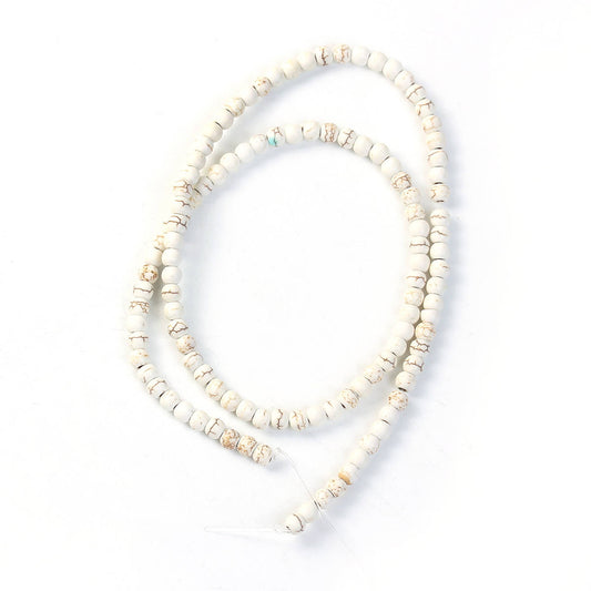 BD111 - 110 Beads - 4mm White Turquoise Imitation Dyed Round Beads - 16 1/8 inch strand