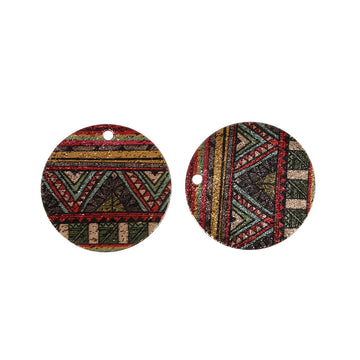 P686 - 10 pcs. Gold Plated Multicolor Enamel Circle Metal Dangle Charms Pendants - Pyramid - 20mm - 0.8" - Great for Earrings, Necklaces or Dangles