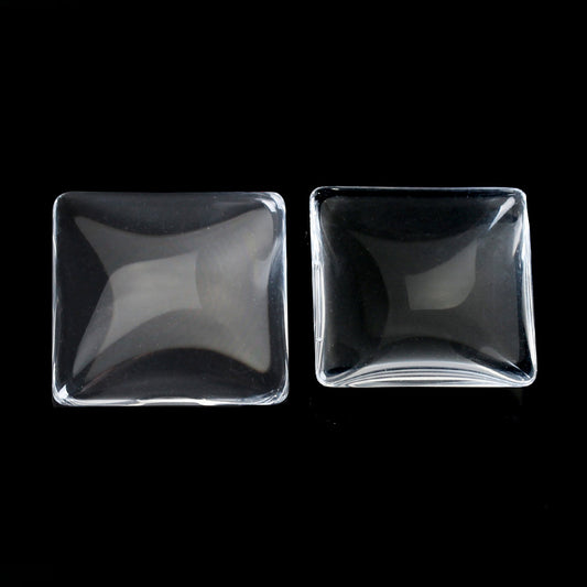 CA028A - 50 pcs. Square Clear Glass Dome Seals Tiles - 10mm - 3.2mm Thick