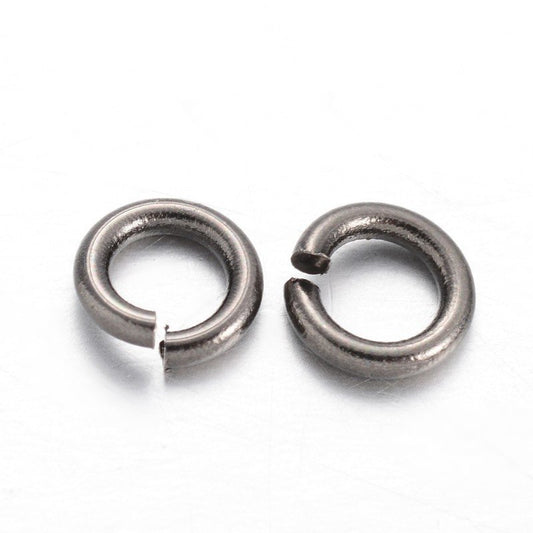 J010 - 500 pcs Gunmetal Open Jump Rings - 6mm x 1mm - 18 Gauge (1mm thick)