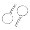 J132Q -50 pcs. - Silver Tone Split Key Chain rings with Chain- 48x23mm