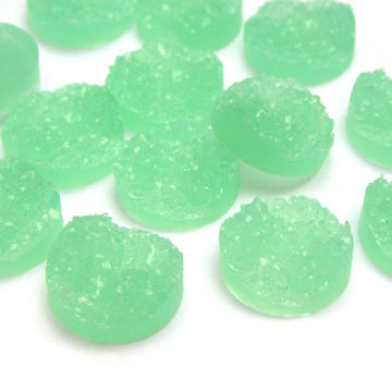 CA139 - 10 pcs Druzy Resin Embellishment Cabochons Seafoam Green - 12mm Diameter - Circle - 5mm Thick