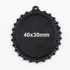 P789 - 5 pcs Black Oval Pendant Picture Frame Bezel Tray Setting Pendants Charms - For 40mm x 30mm Cabochons / Cameos - 40x30mm - 30x40mm -Style B