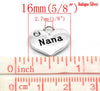 P081 - 4 pcs. Antique Silver "Nana" charm with rhinestone - 16mm X 14mm