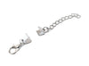 BBC003 - 10 sets - Silver Tone Bracelet and Necklace End Tips Crimps with Lobster Claw Clasps and Extender Chains - For 10mm Wide Cords