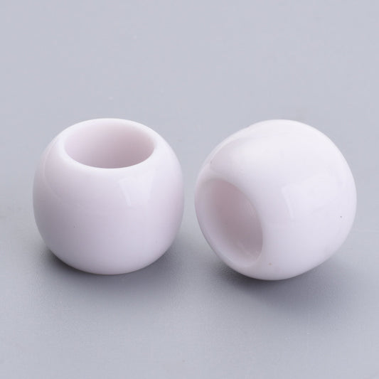 BD709 - 100 pcs White Smooth Acrylic Ball Spacer Beads - 10mm - Large Hole: 4.7mm - Fits European Cords and Paracord!