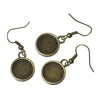 E099 - 10 pcs. Antique Bronze Earring Dangle Hooks Settings Bezels Cabochons - 12mm Glue Pad Setting - Double-Sided