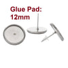 E198 - 30 pcs. 304 Stainless Steel Earring Posts Studs Settings Bezels Cabochons Tacks - 12mm Glue Pad Setting - Silver Tone