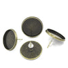 E234 - 30 pcs. Antique Bronze Earring Posts Studs Settings Bezels Cabochons Tacks - 16mm Glue Pad Setting