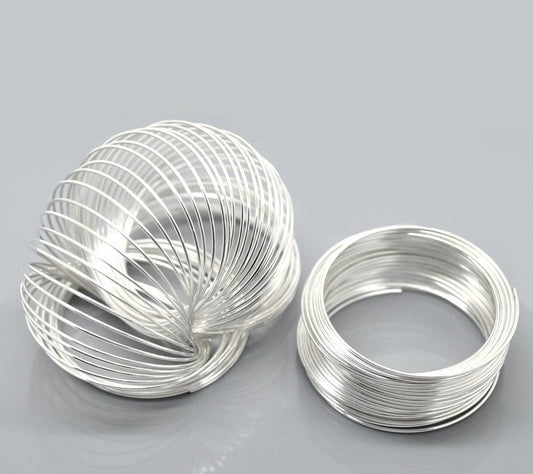 B058 - Silver Plated Memory Beading Wire for Bracelets 50-55mm -100 Loops