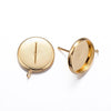 E266 - 10 pcs. 304 Stainless Steel Golden Earring Posts Studs Settings Bezels Cabochons Tacks with Perpendicular Loop - 14mm Glue Pad Setting