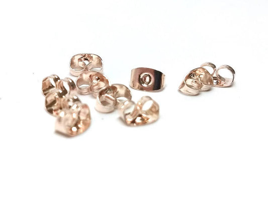 E296A - 10 pcs (5 Pairs) Rose Gold Plated Ear Nuts - 5mm x 4mm - Earring Stoppers! - Butterfly Design