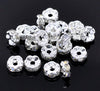 BD276 - 30 pcs Silver Plated Clear Rhinestone Rondelle Spacer Beads - 5mm - Curved Edges