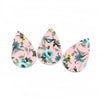 P879 - 10 pcs. Pink Floral Faux Leather Dangle Charms Pendants - Teardrop - 56mm (2.2") - Double Sided - Great for Earrings, Necklaces or Dangles