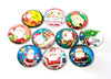 CA708 - 10 pcs Assortment of Circle Christmas Glass Round Dome Seals Tiles Cabochons - 12mm - Set 3 - Santa Claus