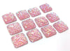 CA793 - 10 pcs Druzy Resin Embellishment Cabochons Pink Multicolor AB - 12mm - Square - Dome Style