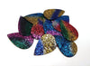 P2219 - 10 pcs. Rainbow Multicolor Glitter Faux Leather Dangle Charms Pendants - Teardrop - 55mm (2.17") - Great for Earrings! Double Sided
