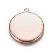 P2009 - 10 pcs. 304 Stainless Steel Circle Round Bezel Pendant Tags Trays - 25mm Glue Pad Setting - Single Loop - Rose Gold