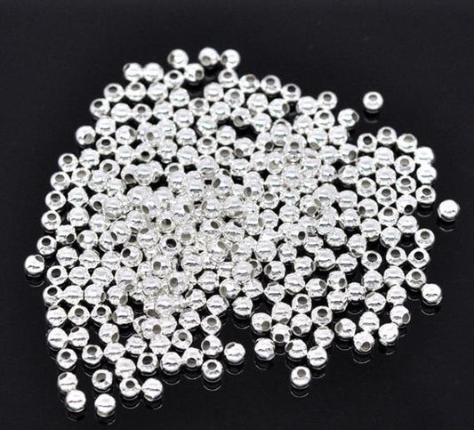 BD515 - 1000 pcs Silver Plated Alloy Smooth Ball Spacer Beads- 3mm