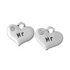 P059 - 4 pcs. Antique Silver "Mr" charm with rhinestone - 16mm X 14mm