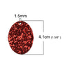 P584 - 10 pcs. Red Faux Leather Dangle Charms Pendants - Oval - 41mm (1.6") - Great for Light Earrings, Necklaces or Dangles! Double Sided
