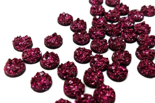 CA816 - 10 pcs Druzy Resin Embellishment Cabochons Berry Red Purple - 8mm