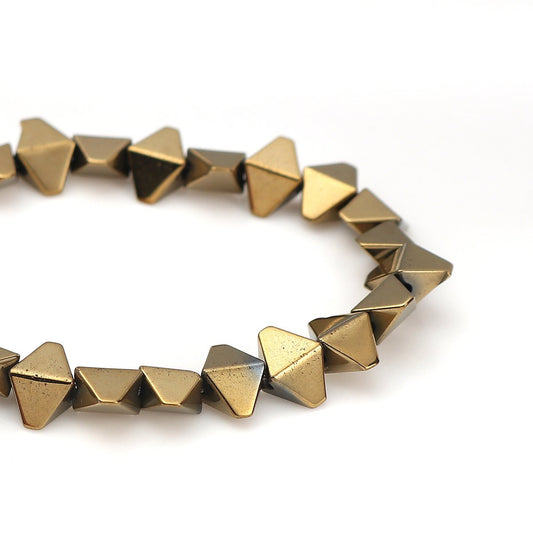 BD578 - 72 pcs. - 8mm Champagne Gold Hematite Bicone Beads - 15 inch strand - Hole: 1mm - 8mm x 6mm