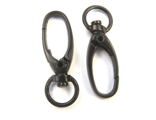 CL122A - LARGE - 5 pcs. Black Plated Lobster Swivel Clasps for Key Ring - 41 x 14mm - Claw Clasps