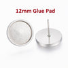 E541 - 10 pcs. 304 Stainless Steel Earring Posts Studs Settings Bezels Cabochons Tacks - 12mm Glue Pad Setting - Silver Tone - Flat Thick Bezel