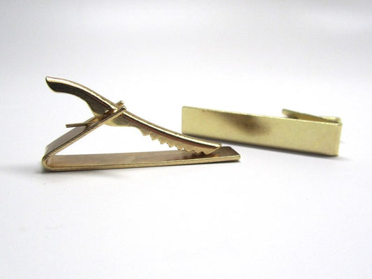 TC018 - 12 pcs Gold Plated Tie Bars/Clips - 41x8mm Glue Pad - 41mm x 8mm