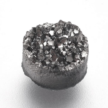CA521 - 10 pcs Druzy Resin Embellishment Cabochons - Gunmetal Silver - 6mm