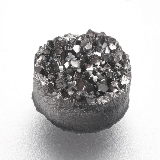 CA521 - 10 pcs Druzy Resin Embellishment Cabochons - Gunmetal Silver - 6mm