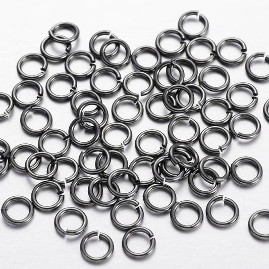 J010 - 500 pcs Gunmetal Open Jump Rings - 6mm x 1mm - 18 Gauge (1mm thick)
