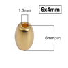 BD253 - 200 pcs. - Gold Plated Oval Barrel Spacer Beads - 6mm x 4mm - Hole Size: 1.3mm