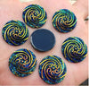 CA986 - 15 pcs Assortment of Resin Embellishment Swirl Textured Cabochons Multicolor - 22mm (0.86 inch)