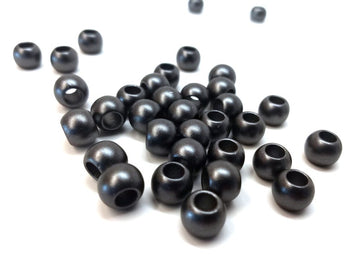 BD586B - 1000 pcs Black Gunmetal Smooth Ball Spacer Beads - 10mm - Large Hole: 4.7mm - MATTE - Fits European Cords and Paracord!