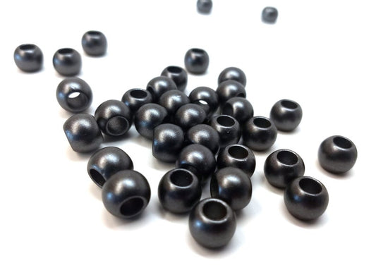 BD586B - 1000 pcs Black Gunmetal Smooth Ball Spacer Beads - 10mm - Large Hole: 4.7mm - MATTE - Fits European Cords and Paracord!