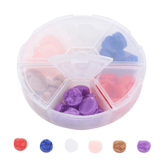 CA558 - 60 pcs Assortment Box - Resin Embellishment Druzy Cabochons - 6 Colors - 12mm (0.47")