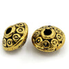 BD277 - 100 pcs Antique Gold Tone Filigree Carved Bicone Spacer Beads- 6.5mm x 4.2mm - Hole Size: 1mm