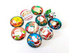 CA708 - 10 pcs Assortment of Circle Christmas Glass Round Dome Seals Tiles Cabochons - 12mm - Set 3 - Santa Claus