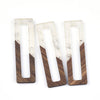 MP0017 - 4 pcs. Clear and Silver Foil Resin and Wood Rectangle Flat Pendant - 61mm x 17mm - (2.4" x 0.7") - Great for Earrings and Necklaces!