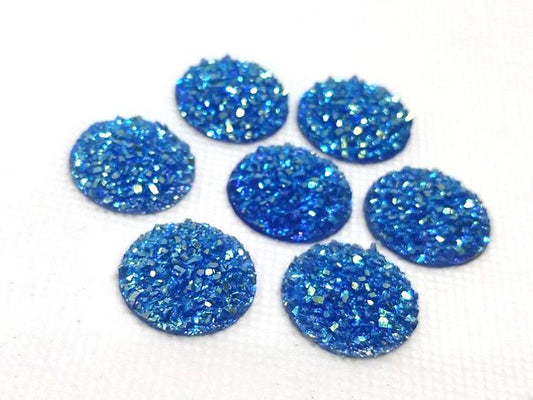 CA645 - 10 pcs Druzy Resin Embellishment Cabochons Light Blue Multicolor - 20mm - Dome Style