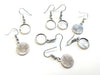 E457 - 10 pcs. Antique Silver Tone Earring Dangle Hooks Settings Bezels Cabochons - 12mm Glue Pad Setting