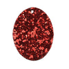 P584 - 10 pcs. Red Faux Leather Dangle Charms Pendants - Oval - 41mm (1.6") - Great for Light Earrings, Necklaces or Dangles! Double Sided