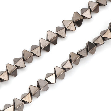 BD579 - 72 pcs. - 8mm Gunmetal Hematite Bicone Beads - 15 inch strand - Hole: 1mm - 8mm x 6mm