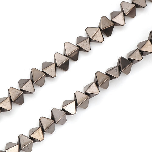 BD579 - 72 pcs. - 8mm Gunmetal Hematite Bicone Beads - 15 inch strand - Hole: 1mm - 8mm x 6mm