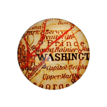 CA403 - 15 pcs. Circle "Washington" Round Glass Dome Seals Tiles Cabochons Embellishments - 25mm (1 in) - 1" - World Map Design