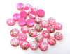 CA817 - 10 pcs Resin Round Embellishment Circle Cabochons Metal Foil Hot Pink, White, Gold - 10mm - Multi-Color Glitter